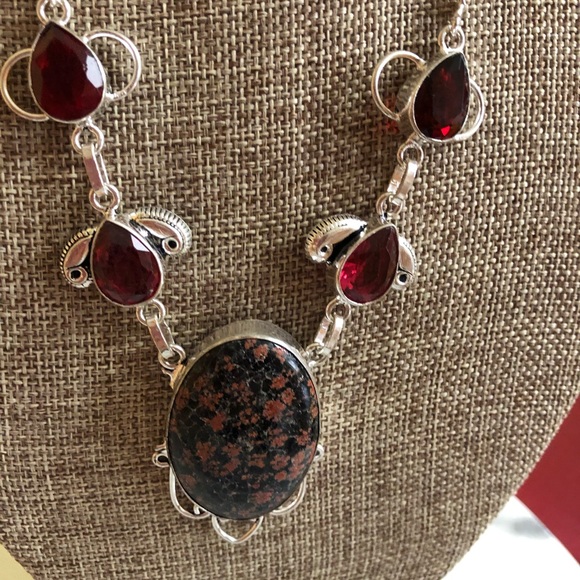 Handmade Jasper and Garnet Necklace SS New - Picture 3 of 5